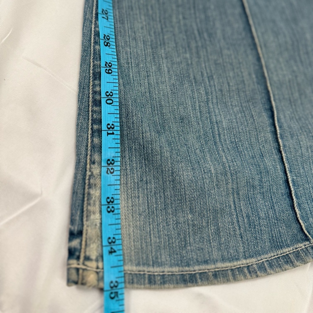 Vintage 7 For All Mankind Low Rise Flare Jeans 29 Y2K Light Wash Made in USA - Picture 11 of 13